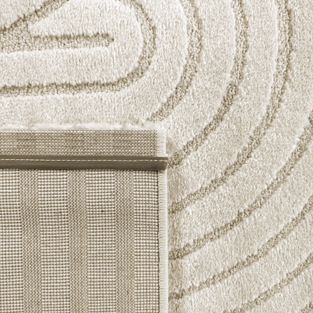 Moderner Wohnzimmerteppich mit elegantem Bogenmuster in Creme