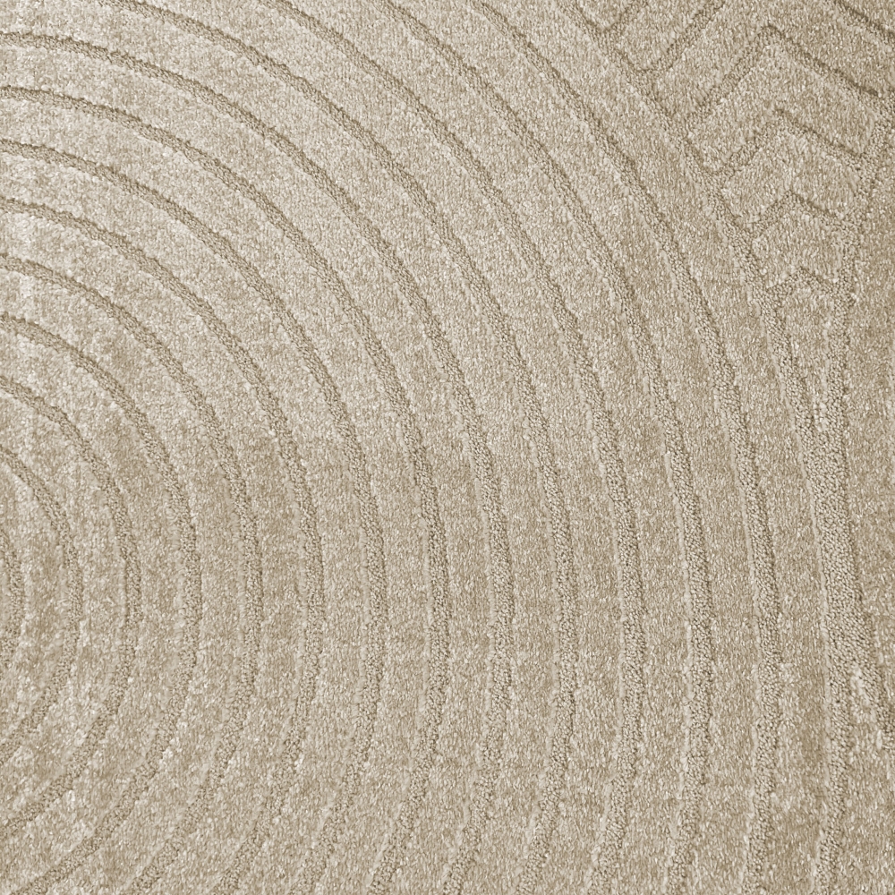 Moderner Teppich mit geometrischem Bogenmuster in stilvollem beige