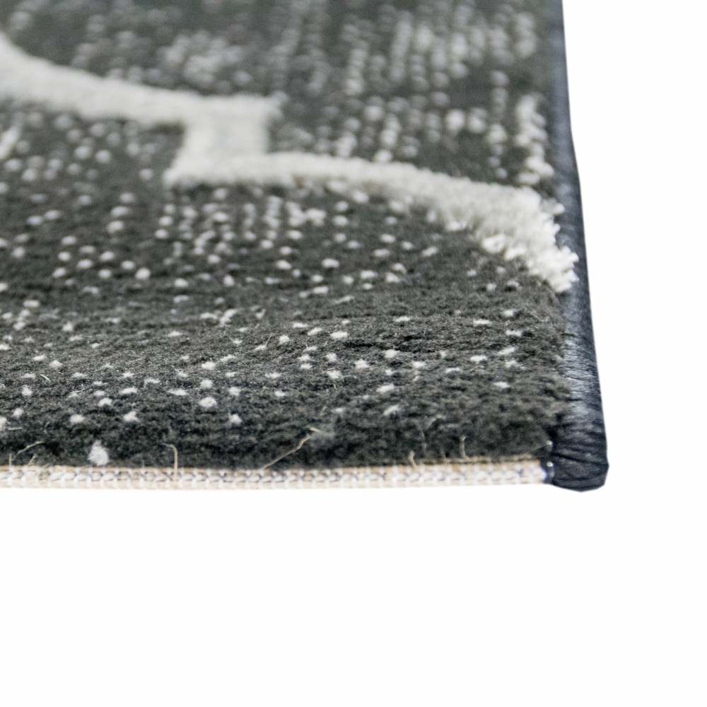Designer Teppich Marokko Wohnzimmerteppich Orient in Grau Schwarz