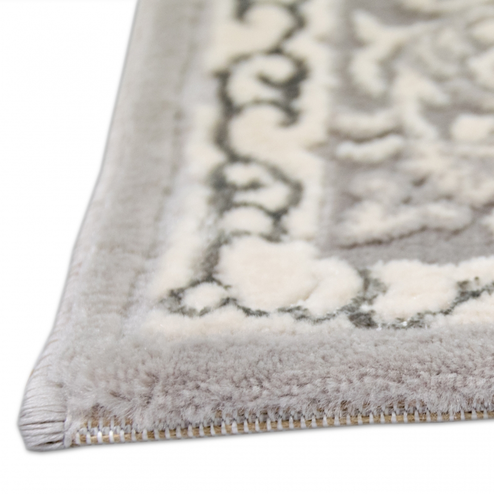 Designer Teppich Orient in Grau Silber Beige