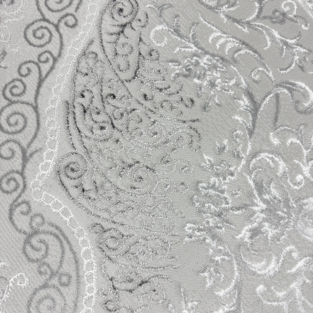 Designer Teppich Orient in Grau Silber Beige