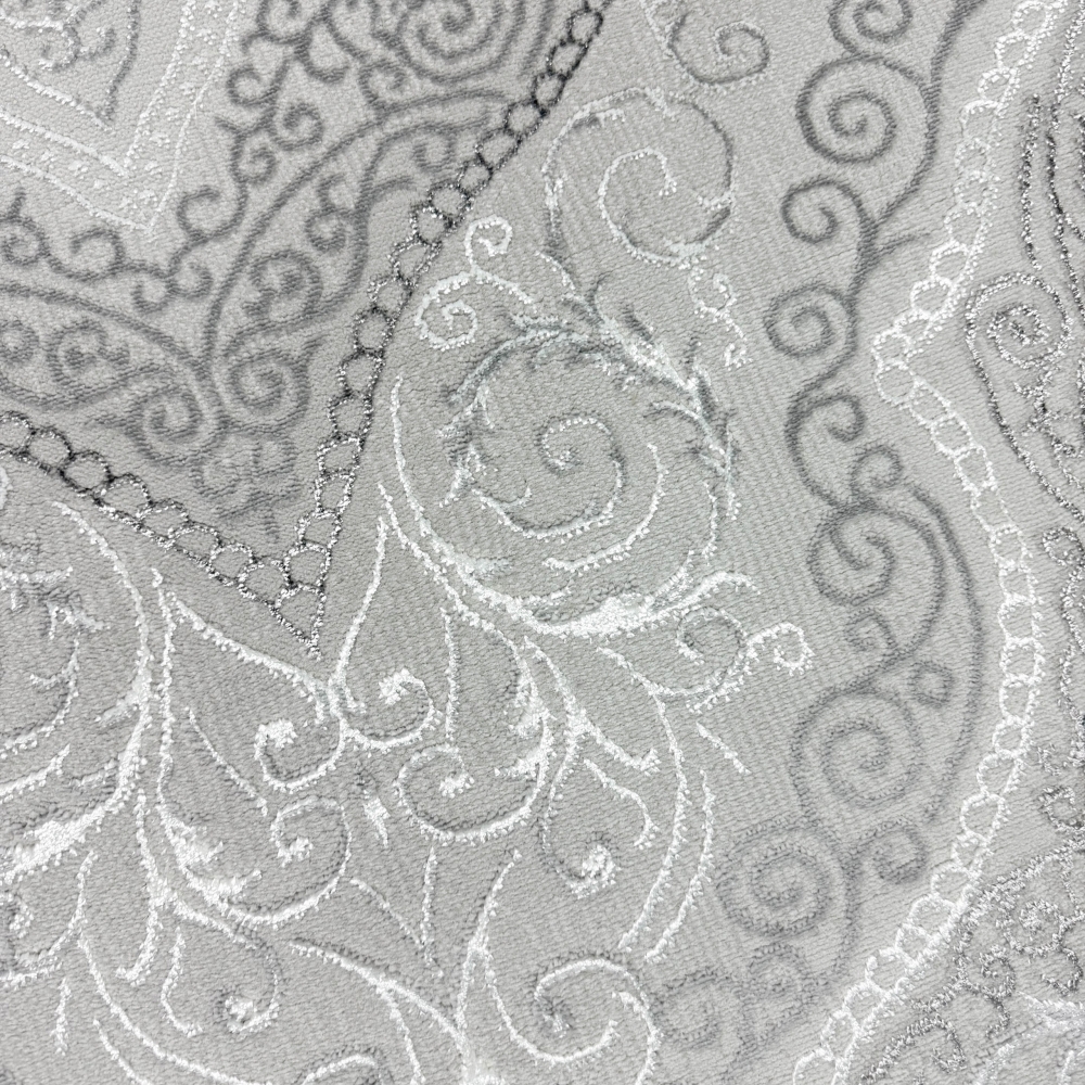 Designer Teppich Orient in Grau Silber Beige