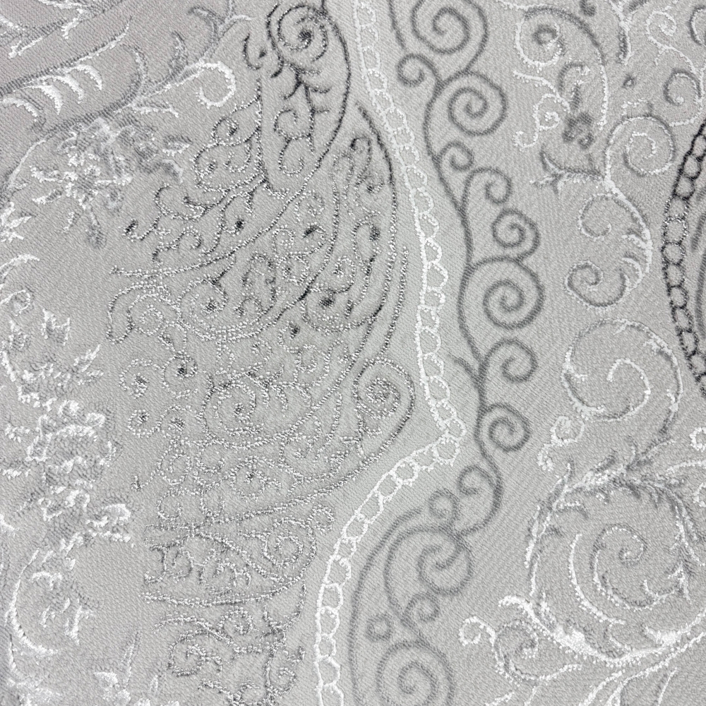 Designer Teppich Orient in Grau Silber Beige