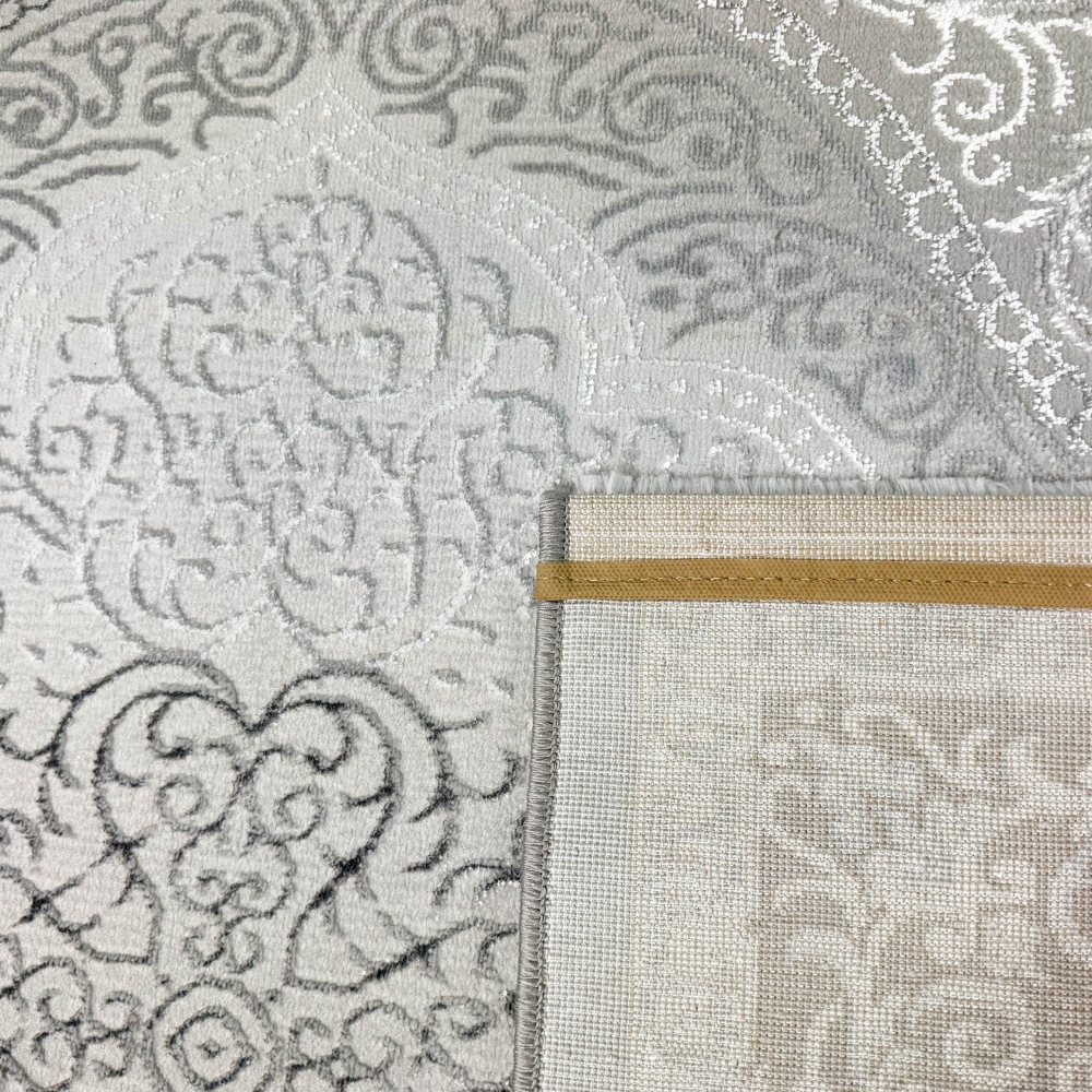Designer Teppich Orient in Grau Silber Beige