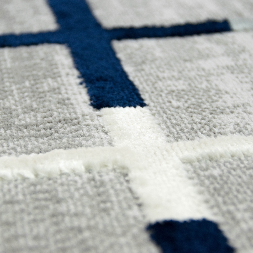 Designer Teppich in Grau Lila Blau Türkis