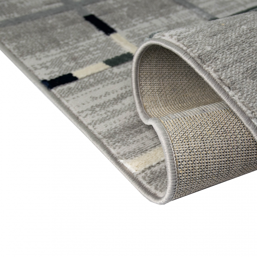 Designer Teppich in Grau Lila Blau Türkis