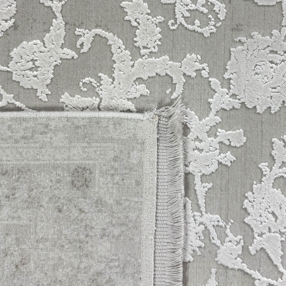 Wollteppich Beige Ornamentmuster Vintage edel Glanzoptik für Schlafzimmer Wohnzimmer