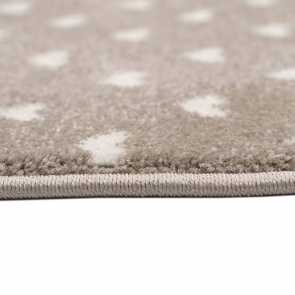 Kinderteppich Herzchen Wolken beige grau braun