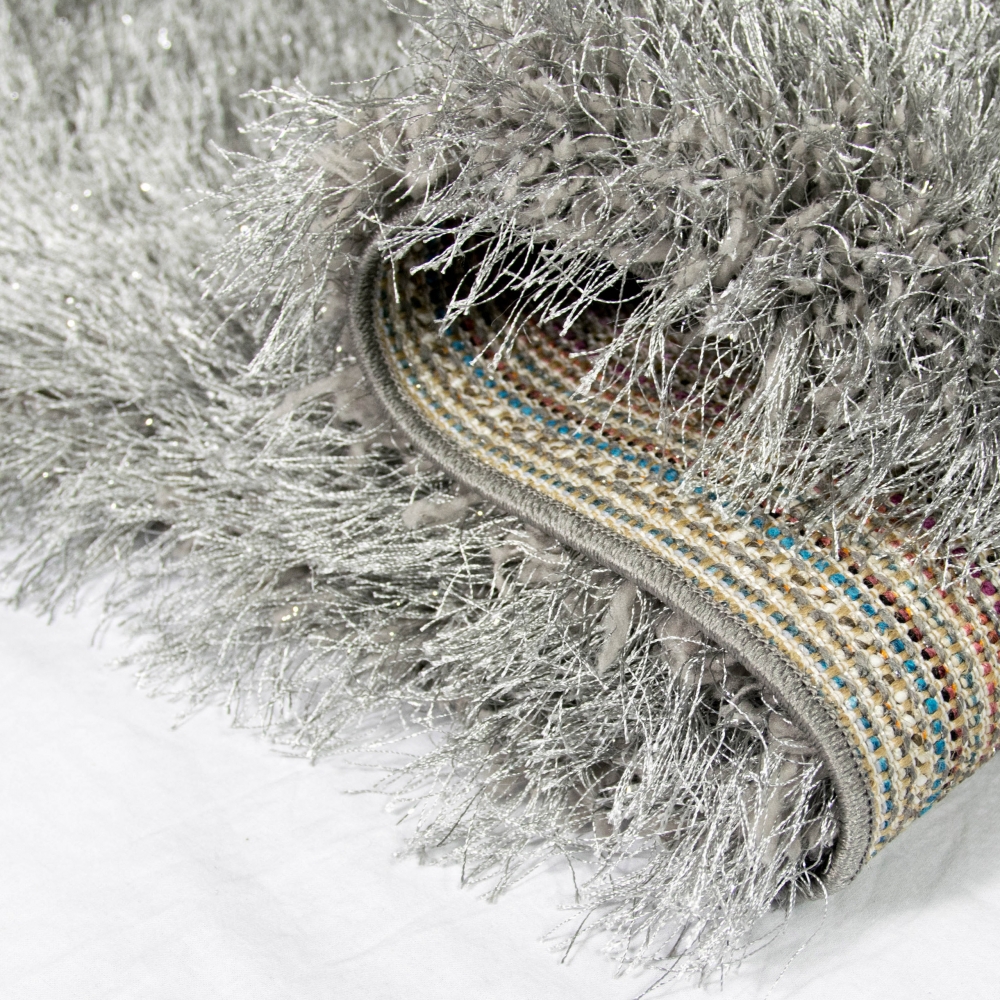 Shaggy Teppich Hochflor mit Glitzer in Grau