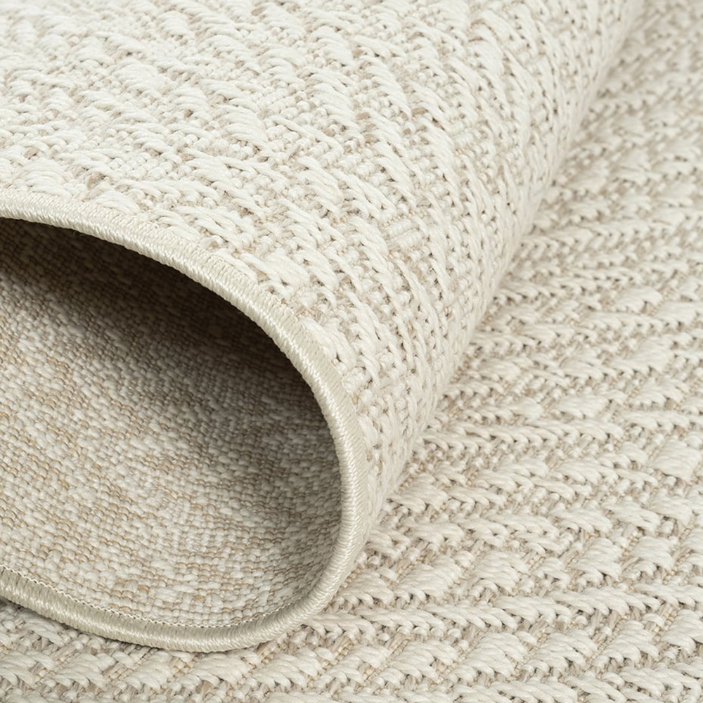 Outdoor-Teppich Terassenteppich mit Kreismuster langlebig und leicht -- beige-braun