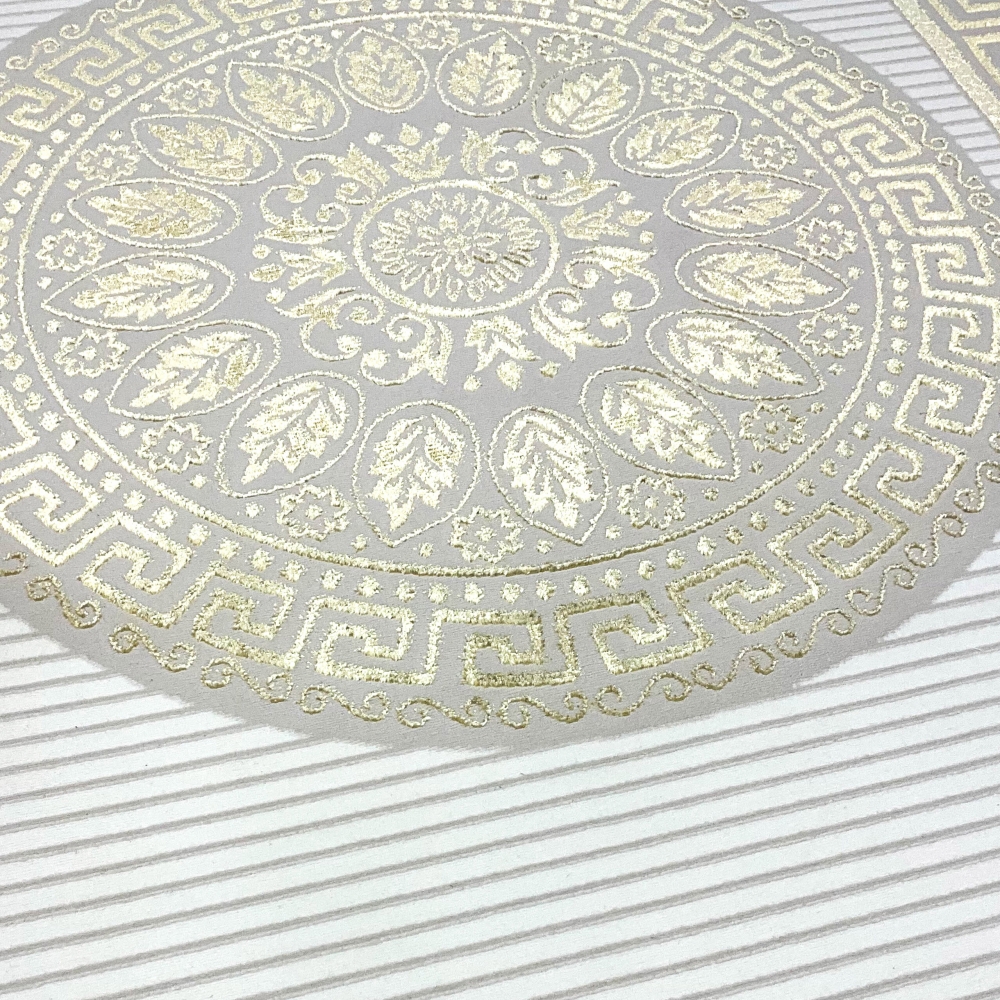 Glänzender Designerteppich mit Orientalischem Muster in weiß-gold