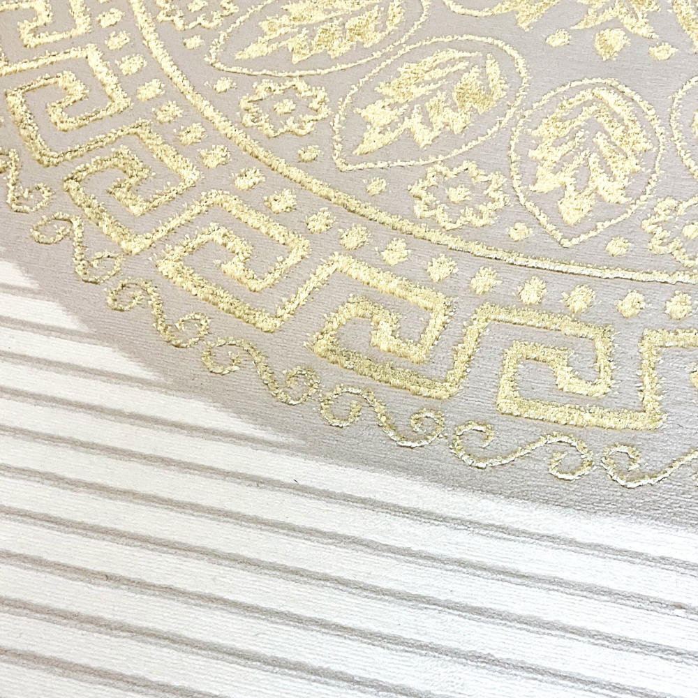 Glänzender Designerteppich mit Orientalischem Muster in weiß-gold