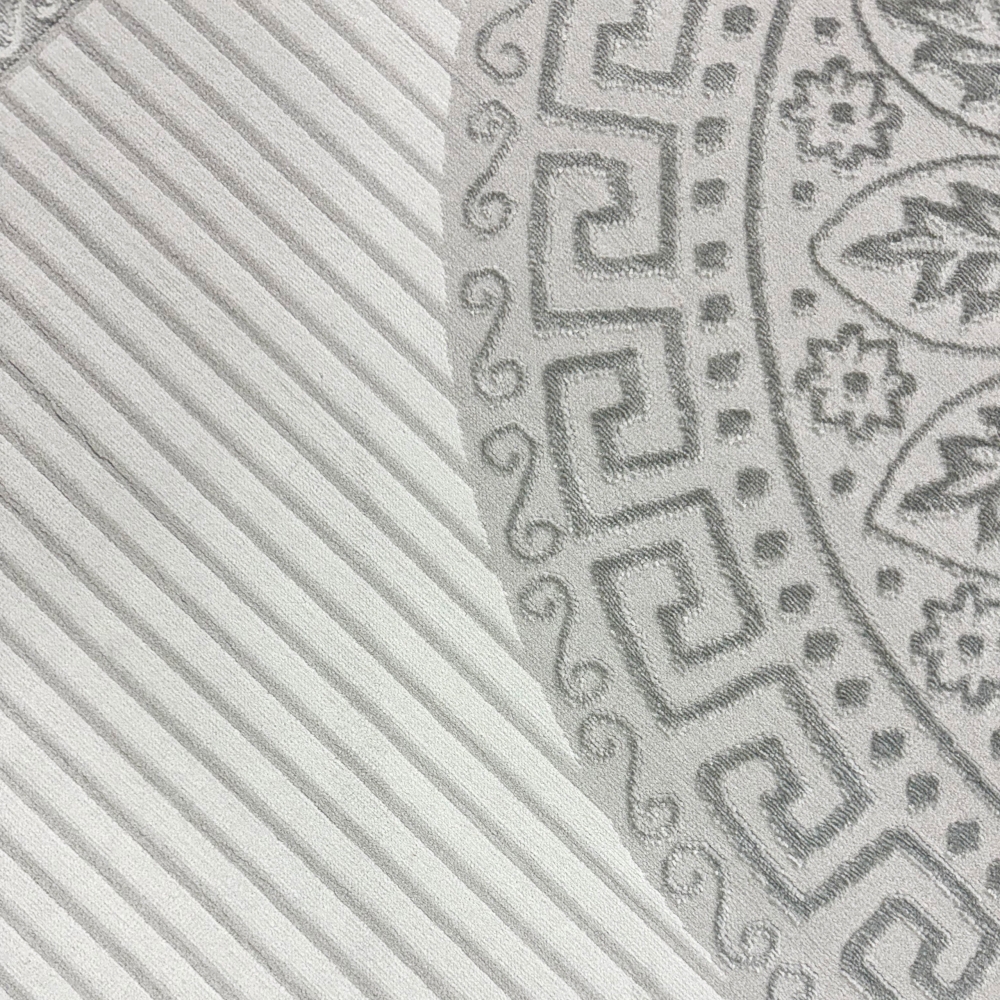 Glänzender Designer Teppich mit Orientalischem Muster in grau anthrazit