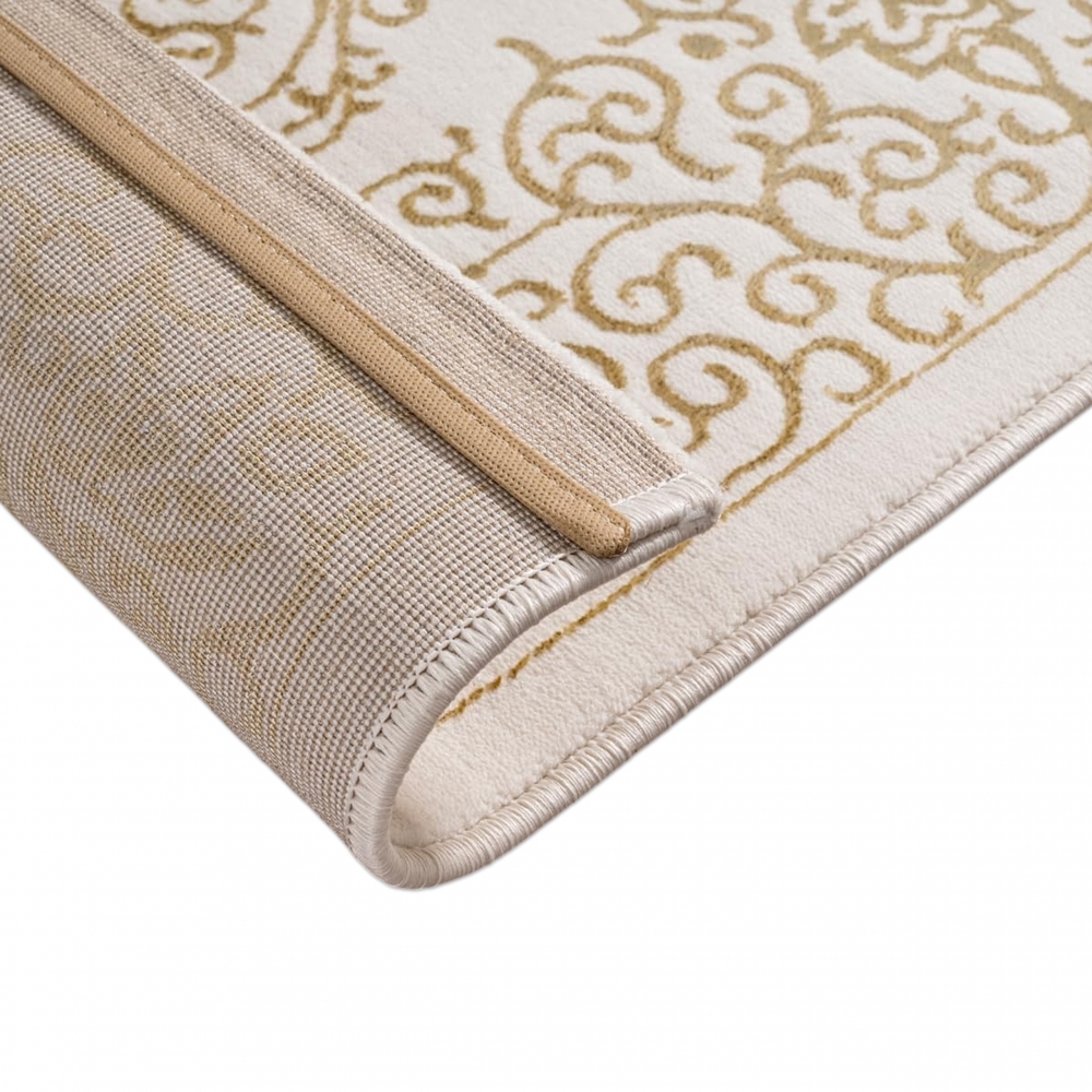 Teppich Creme Gold Muster pflegeleicht