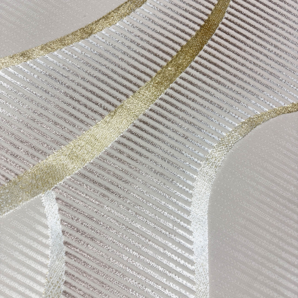 Wohnteppich in Creme mit geschwungenem Hoch-Tief-Muster