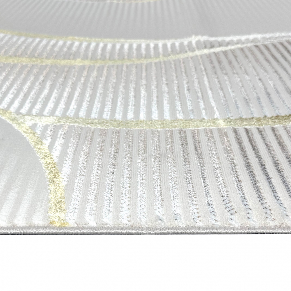 Wohnteppich in Creme mit geschwungenem Hoch-Tief-Muster
