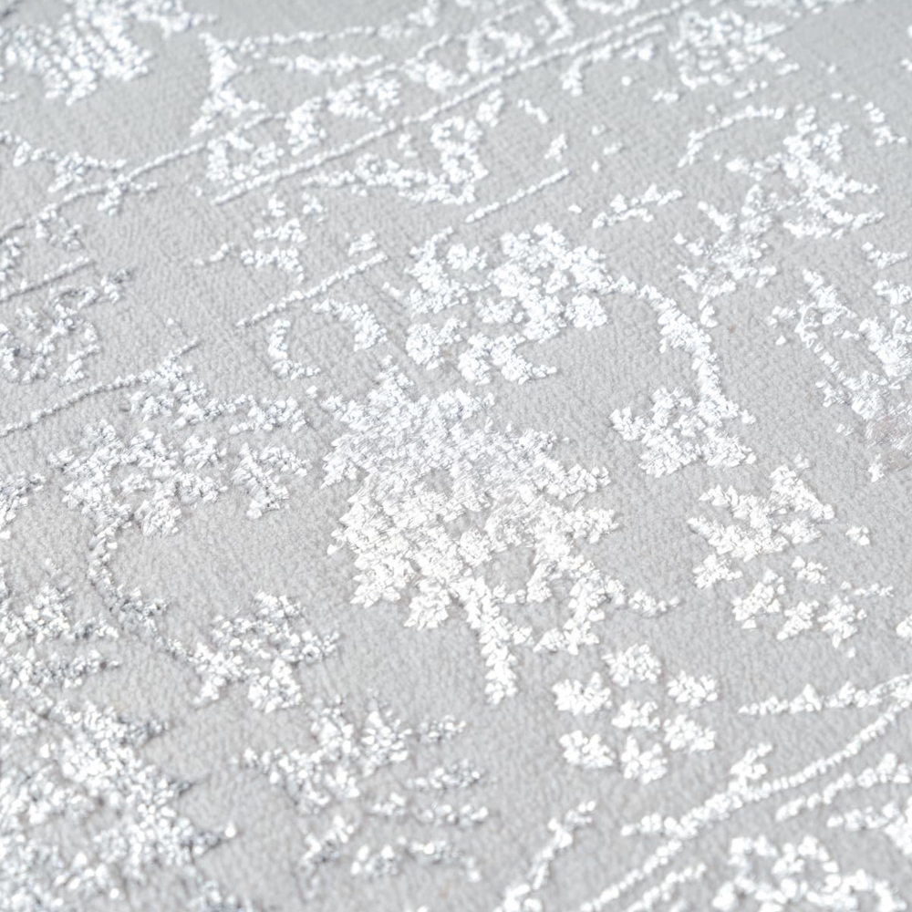 Teppich Grau mit Ornament Muster pflegeleicht