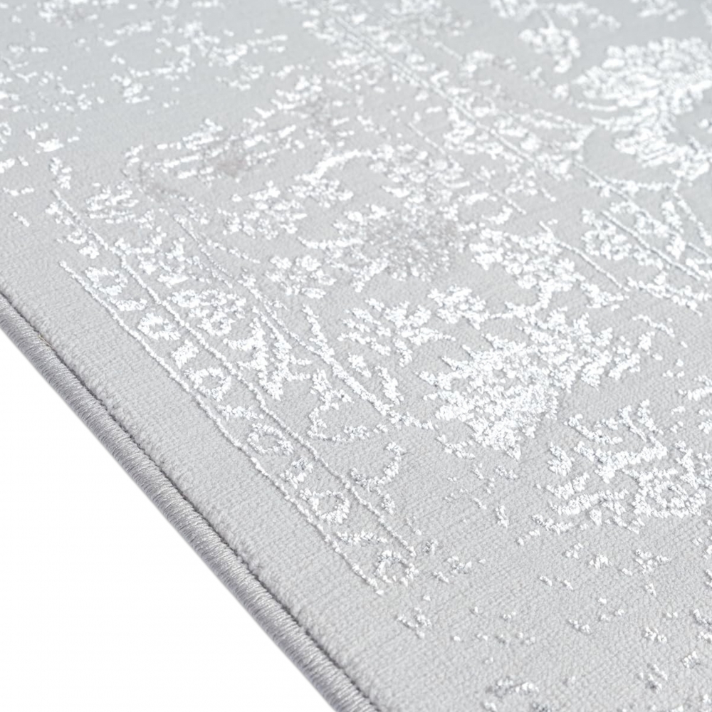Teppich Grau mit Ornament Muster pflegeleicht