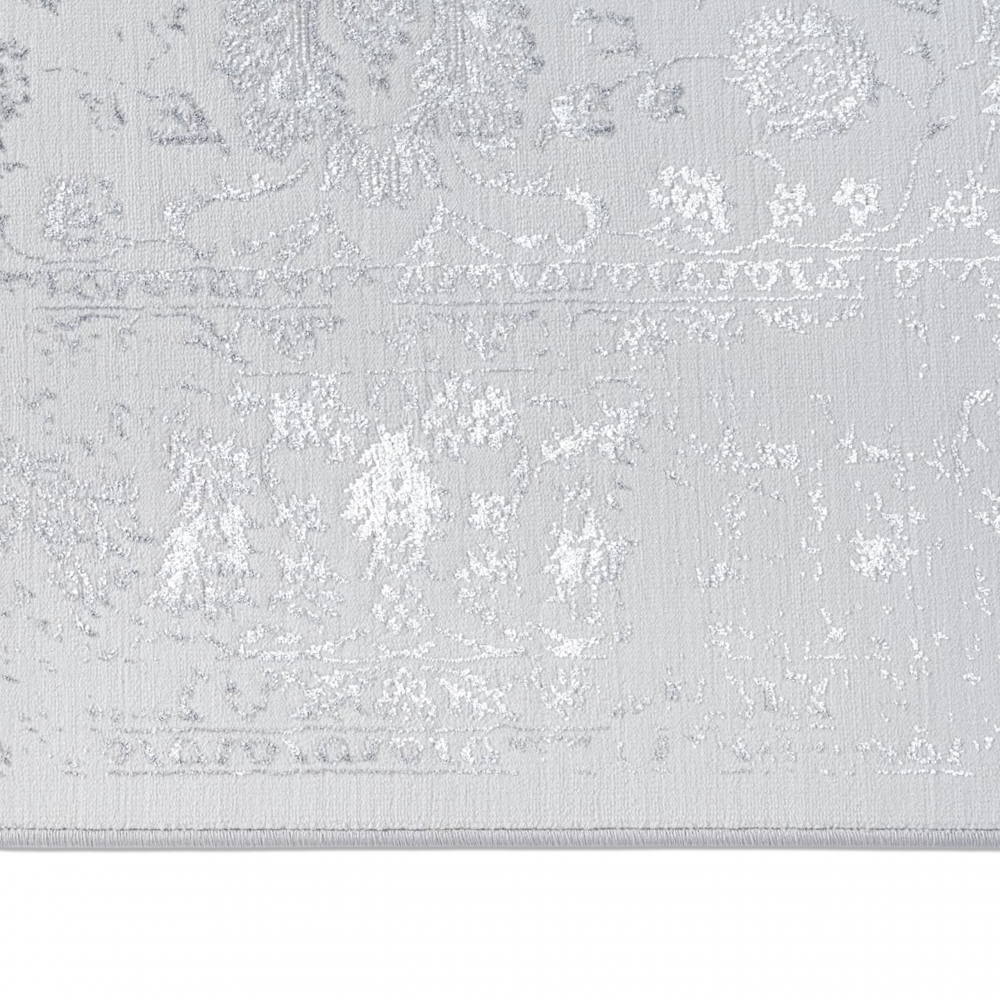 Teppich Grau mit Ornament Muster pflegeleicht