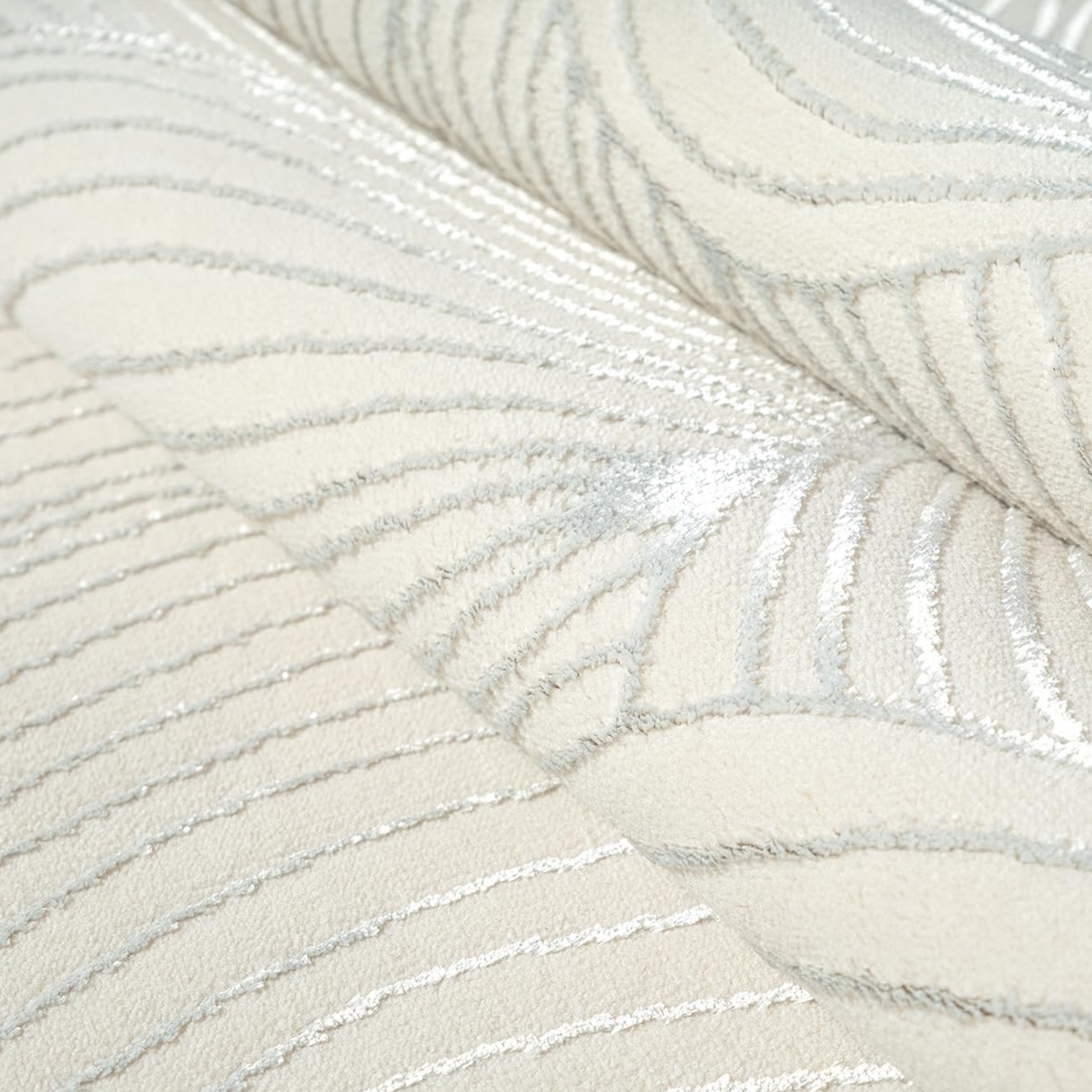 Teppich Creme mit Struktur Muster pflegeleicht
