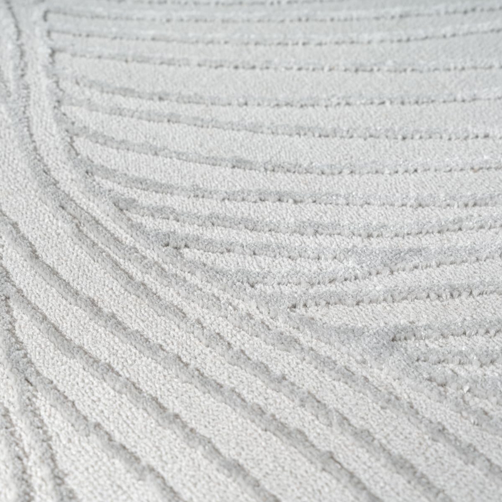 Teppich Silber modern weich pflegeleicht mit Wellenstruktur