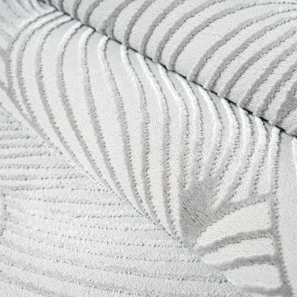 Teppich Silber modern weich pflegeleicht mit Wellenstruktur