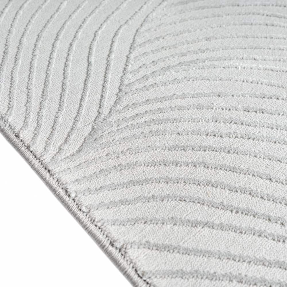 Teppich Silber modern weich pflegeleicht mit Wellenstruktur