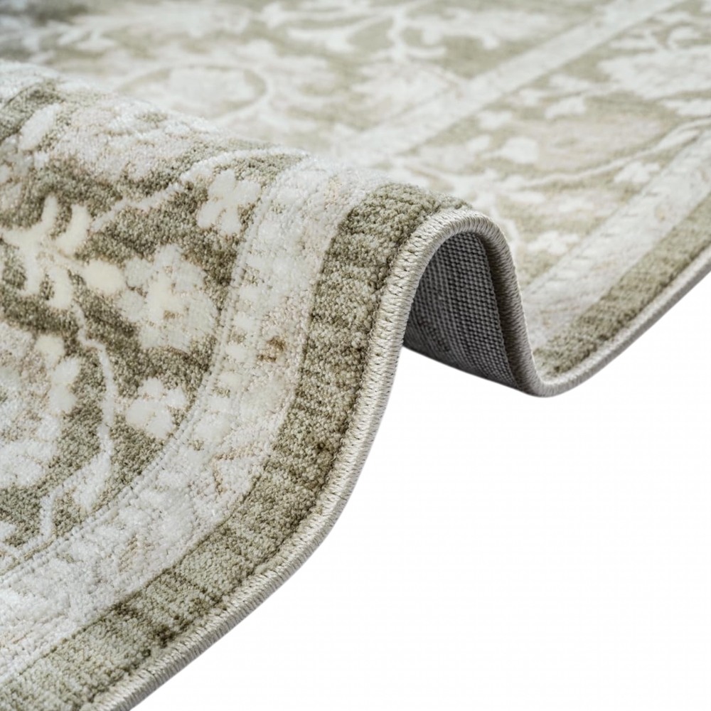 Teppich Grün Beige floral pflegeleicht robust vielseitig