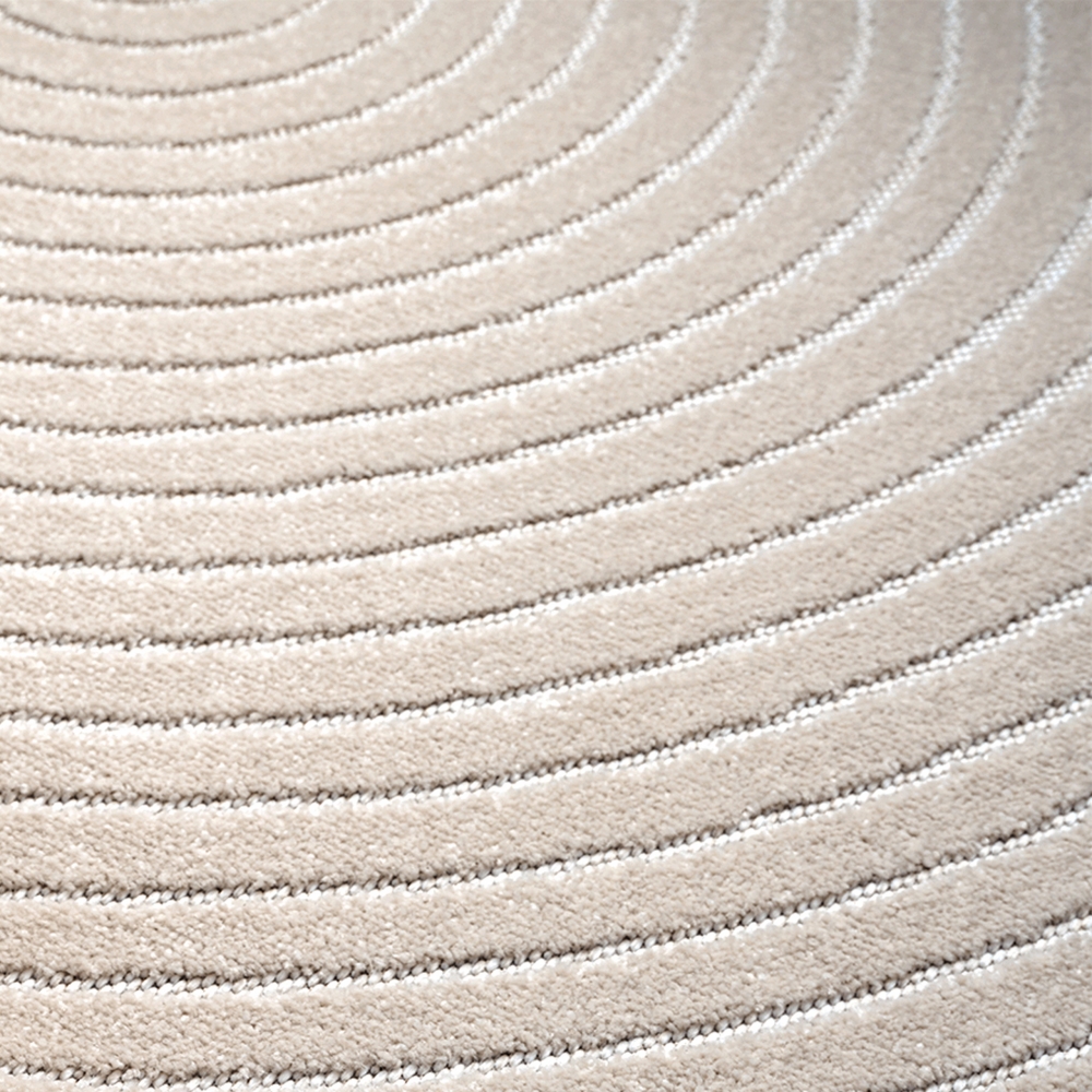 Outdoor Teppich Beige rund robust pflegeleicht vielseitig einsetzbar