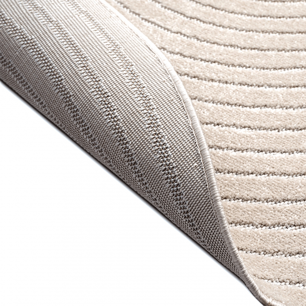 Outdoor Teppich Beige rund robust pflegeleicht vielseitig einsetzbar
