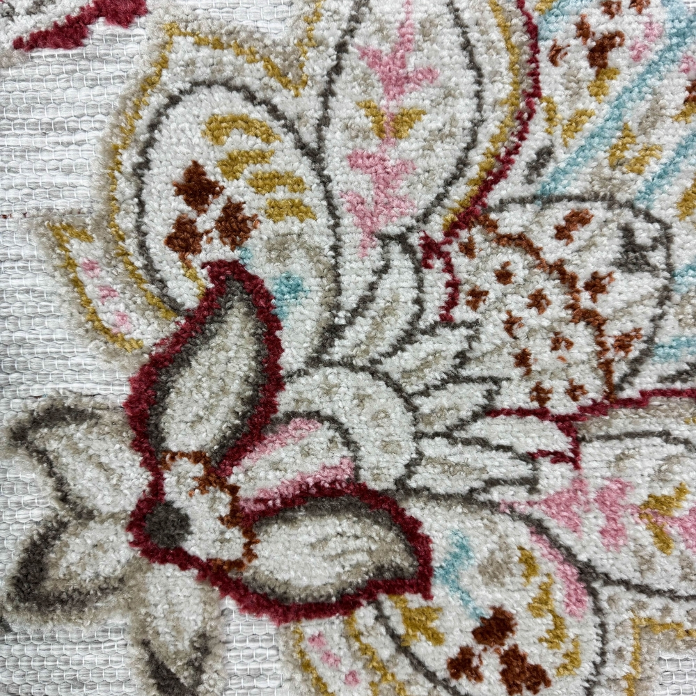 Outdoor Teppich mit Blumen Muster in creme mehrfarbig