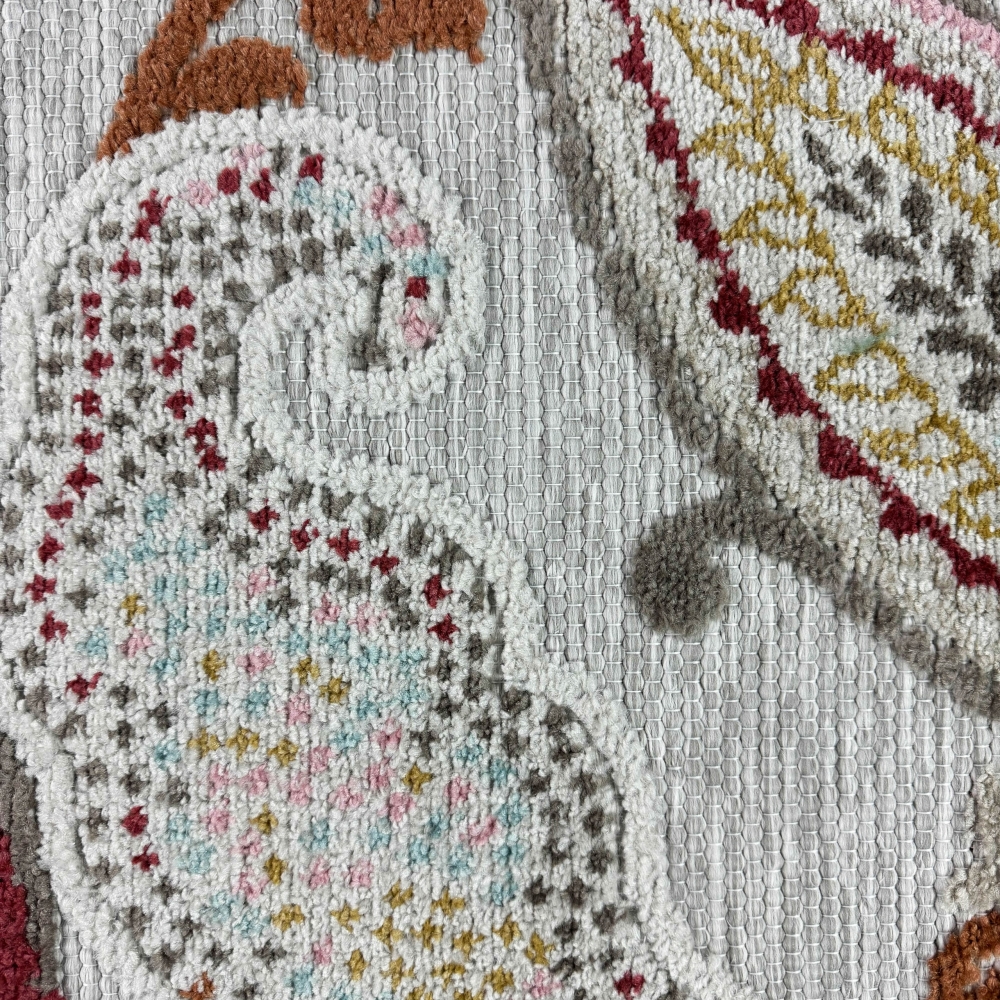 Outdoor Teppich mit Blumen Muster in creme mehrfarbig