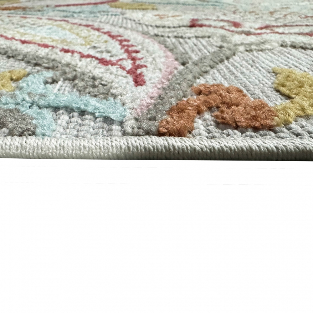 Outdoor Teppich mit Blumen Muster in creme mehrfarbig