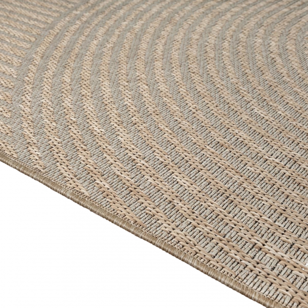 Teppich Outdoor grafisches Linienmuster wetterfest Terrasse Balkon Beige