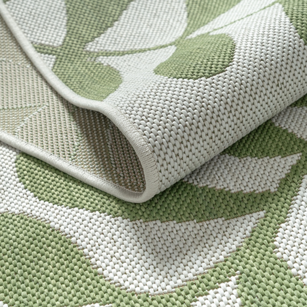 Praktischer Outdoor Teppich Grün Weiß mit modernem Muster