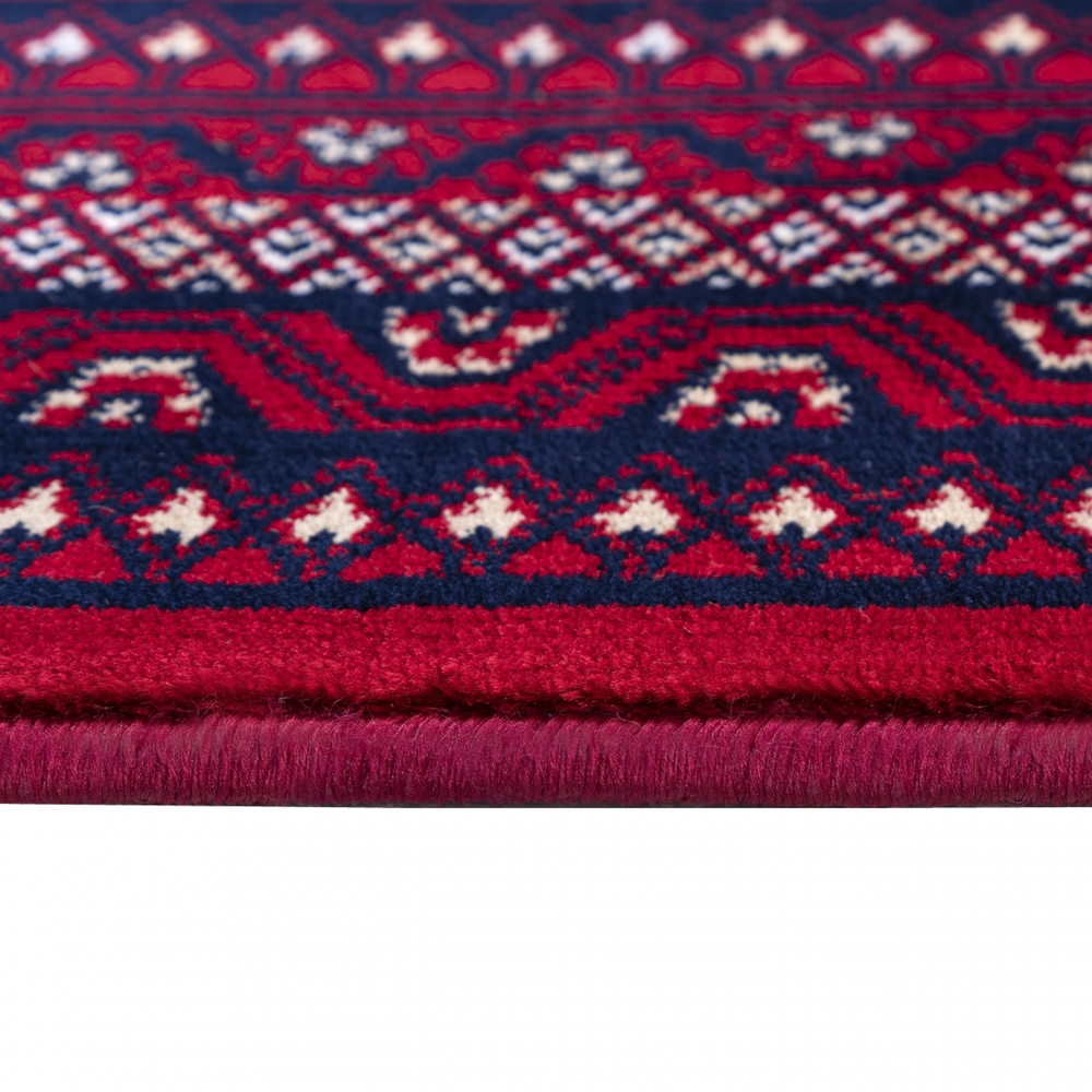 Teppich Rot geometrisches Muster pflegeleicht für Wohnbereiche