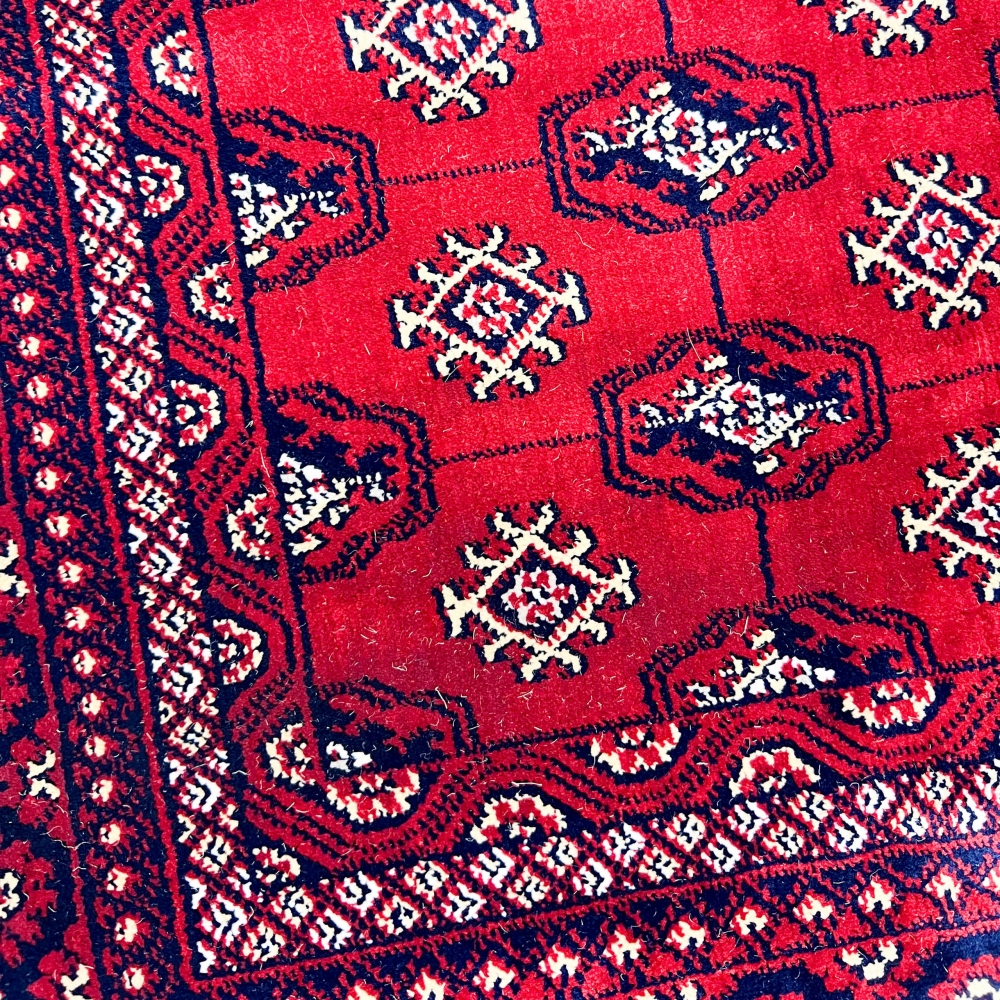 Teppich Rot geometrisches Muster pflegeleicht für Wohnbereiche