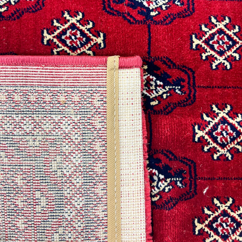Teppich Rot geometrisches Muster pflegeleicht für Wohnbereiche