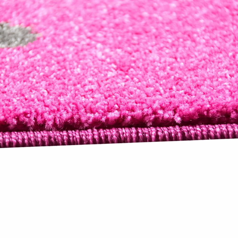 Kinderteppich Schmetterling Design Pink Türkis Grau Grün Creme