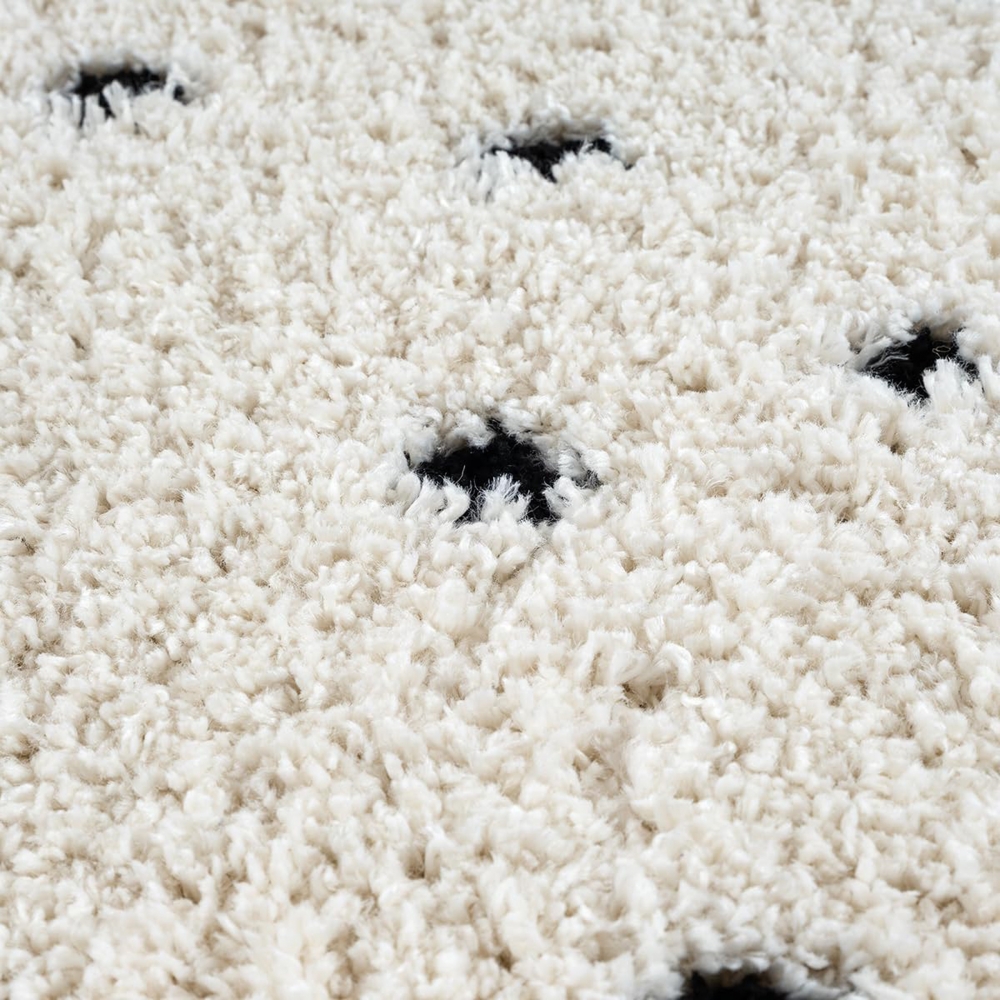 Teppich gepunktet Creme Wohnzimmer weich modern flauschig gemütlich