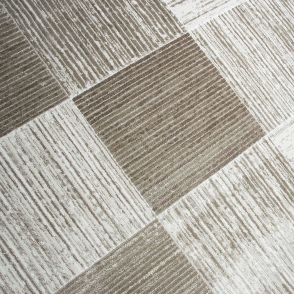 Designer Teppich mit Karomuster in Beige Creme