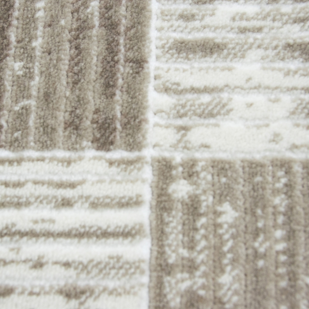 Designer Teppich mit Karomuster in Beige Creme