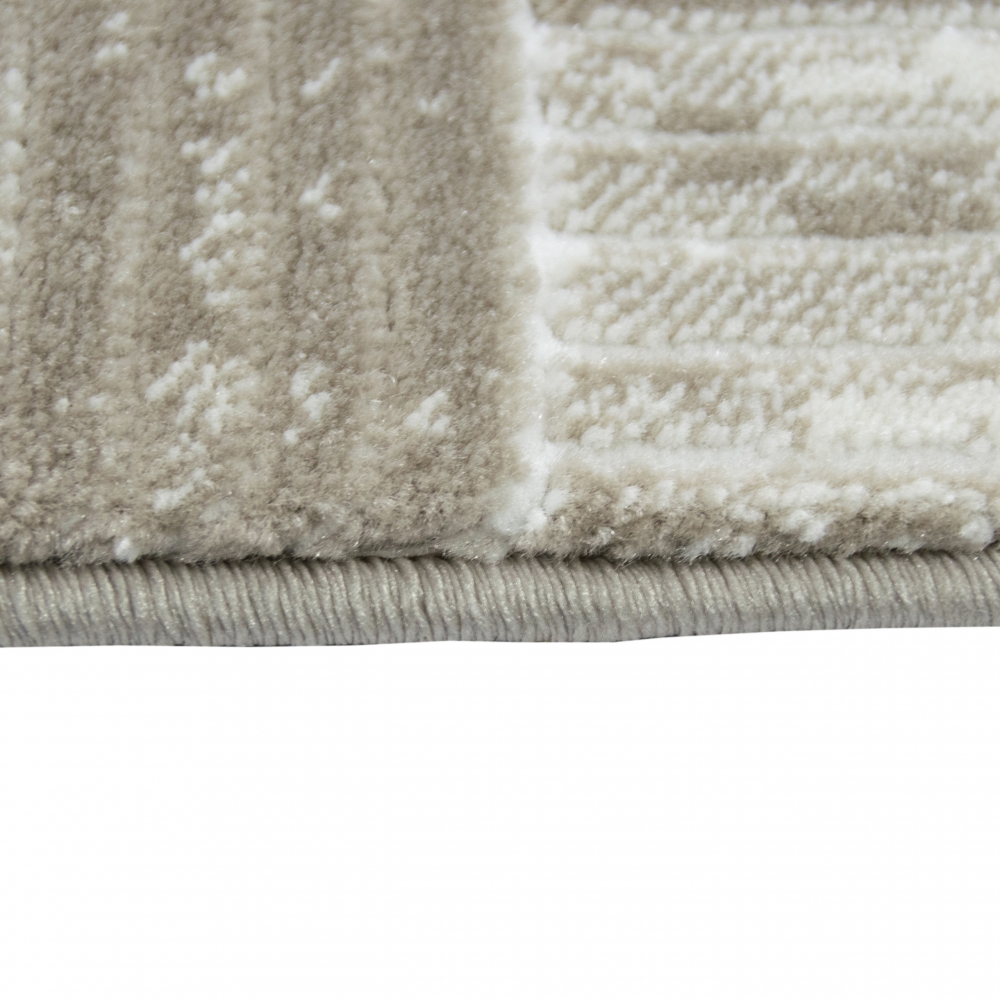 Designer Teppich mit Karomuster in Beige Creme