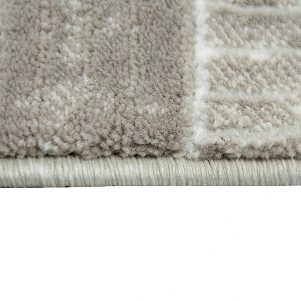 Designer Teppich mit Karomuster in Beige Grau