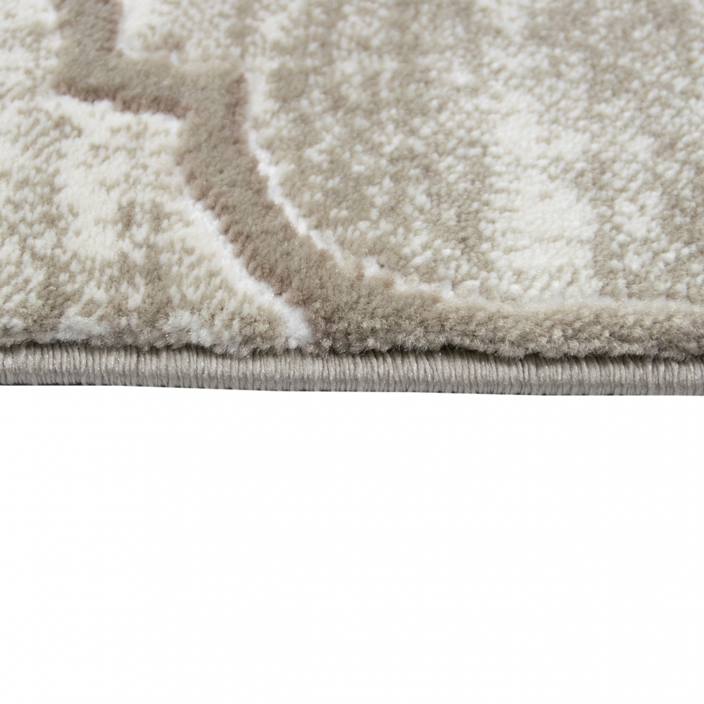 Designer Teppich Marokkanisches Muster in Beige Creme
