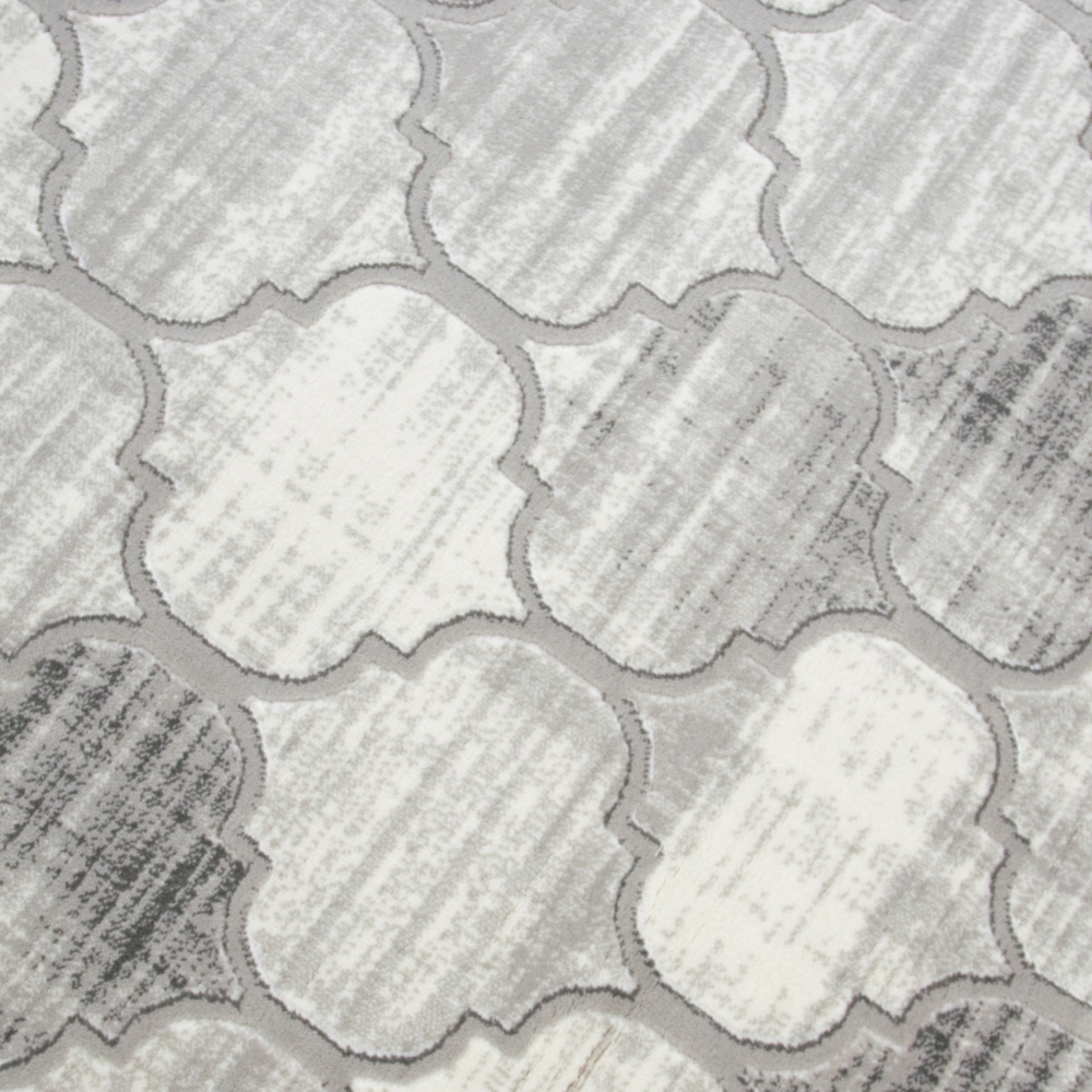 Designer Teppich Marokkanisches Muster in Grau Beige