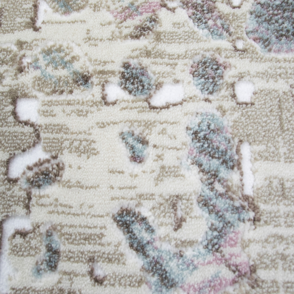 Designer Teppich in Lila Senfgelb Türkis