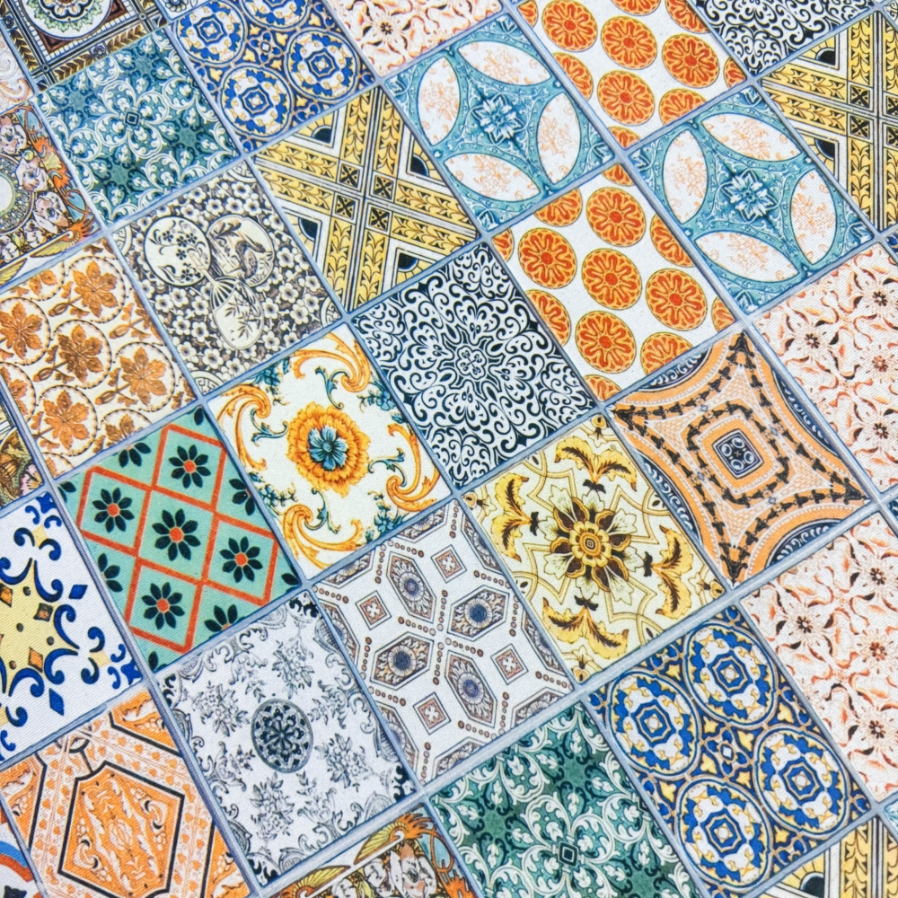 Waschbarer Küchenläufer-Teppich  mit Fliesenmuster in bunt