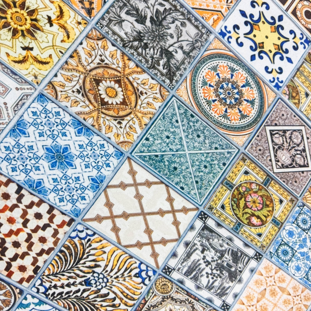 Waschbarer Küchenläufer-Teppich  mit Fliesenmuster in bunt