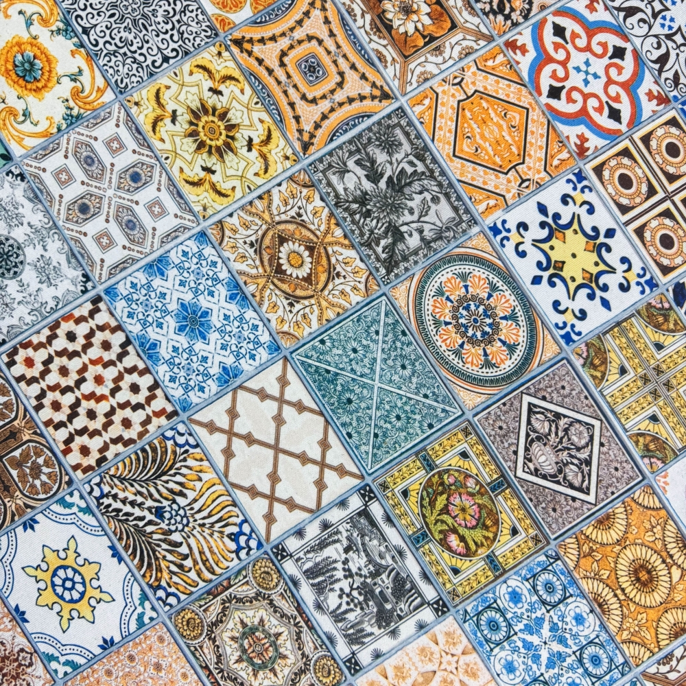 Waschbarer Küchenläufer-Teppich  mit Fliesenmuster in bunt